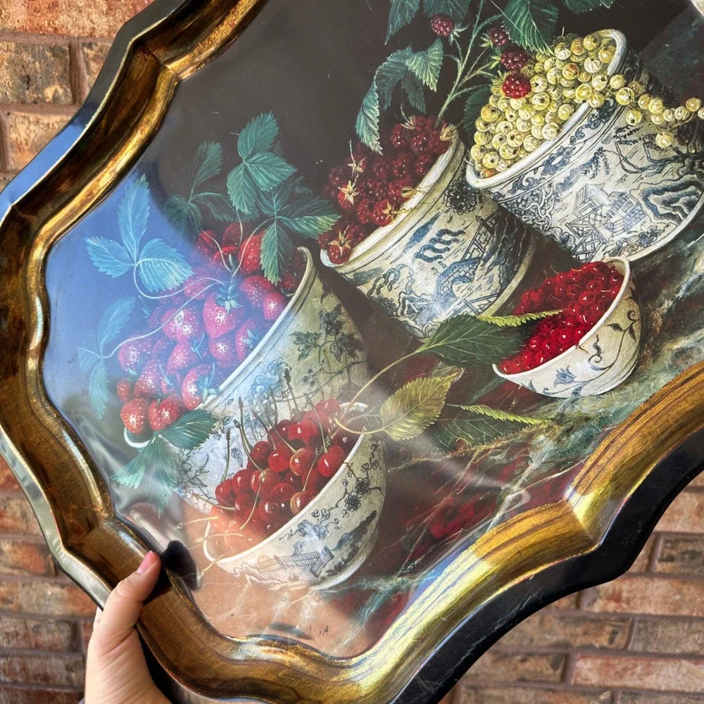 Keller Charles Serving Tray Painting Galley Stephanie Hoppen Fruit Dark Academ